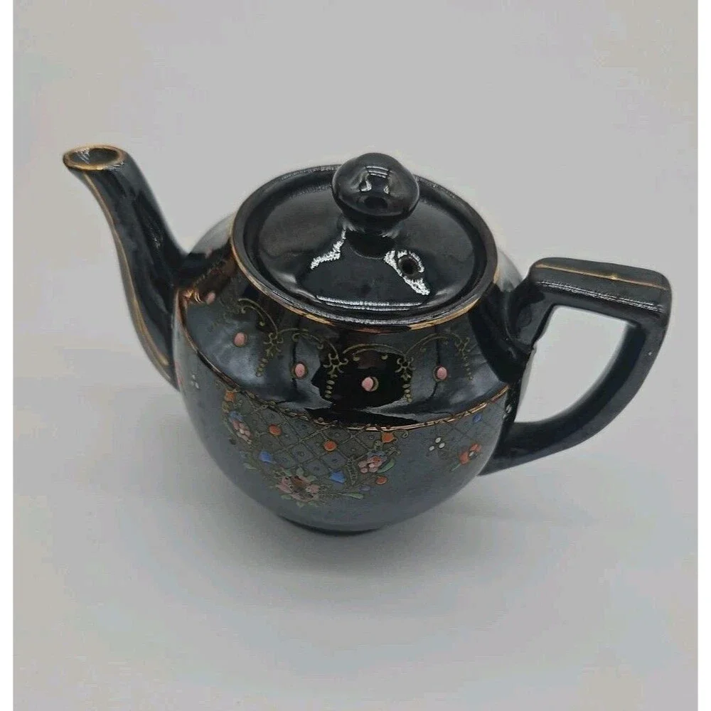Vintage Glazed Teapot,Small Dark Brown, Made In Occupied Japan